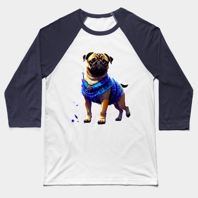 Colorful Pug in Traditional African Boubou Celebrating African Culture Baseball T-Shirt by fur-niche